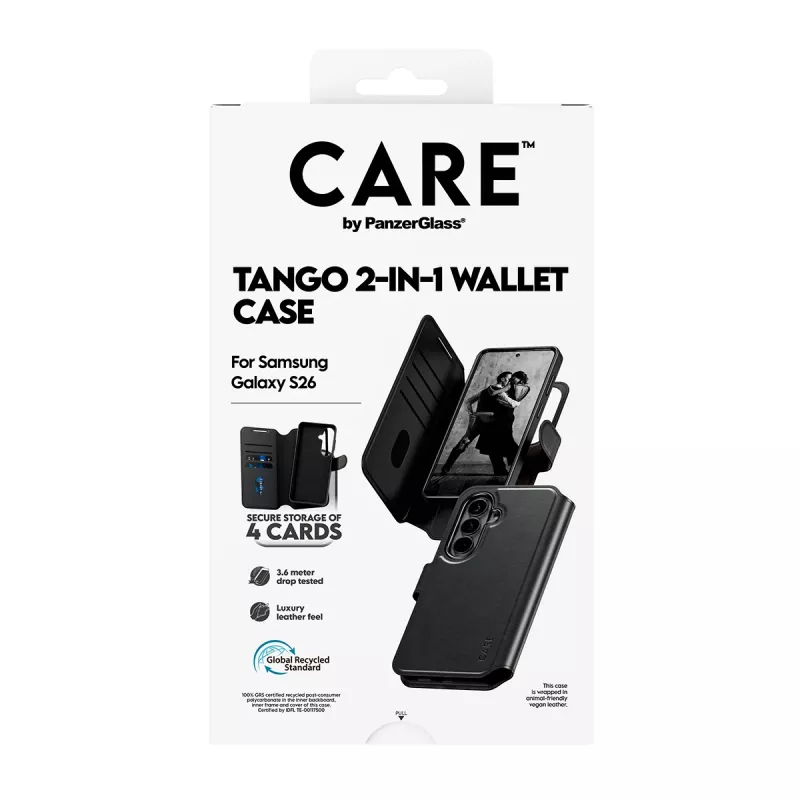 PanzerGlass CARE 2-in-1 Brieftasche-Hülle mit Qi für Samsung Galaxy S26, transparente Hülle