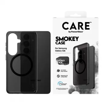 Schutzhülle PanzerGlass CARE™ Smokey Case mit Schwarz Qi für Samsung Galaxy S26