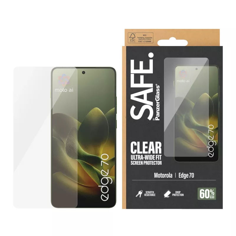 PanzerGlass SAFE. by ® Displayschutzfolie Motorola Edge 70 | Ultrabreite Passform