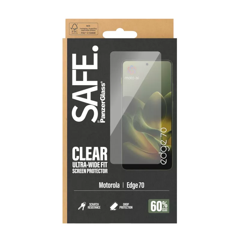 PanzerGlass SAFE. by ® Displayschutzfolie Motorola Edge 70 | Ultrabreite Passform