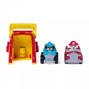 PAW Patrol Marshall Pup Squad Launchers mit Rex-Fahrzeug 2er-Pack, Kinderspielzeug für Jungen und Mädchen ab 3 Jahren