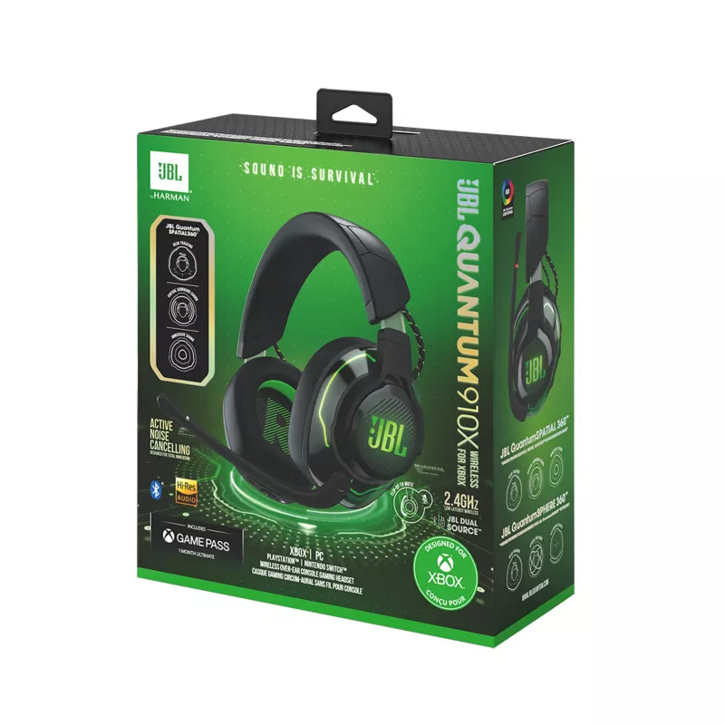 JBL Quantum 910X Headset Kabelgebunden & Kabellos Kopfband Gaming USB Type-C Bluetooth Schwarz, Grün