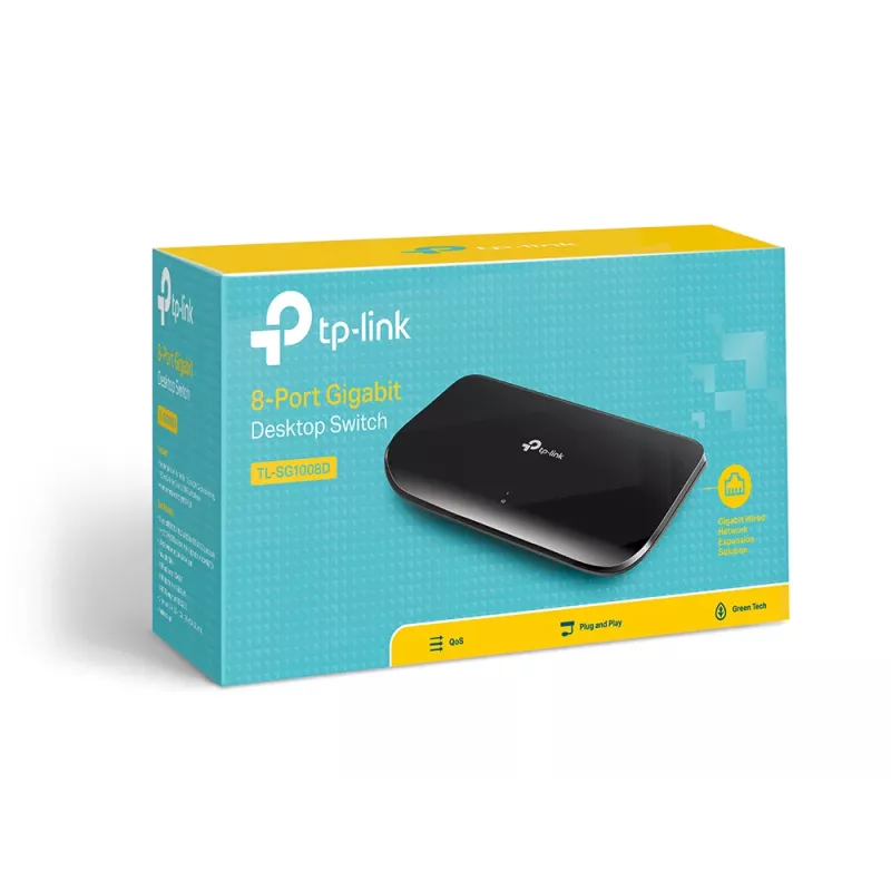 TP-Link 8-Port Gigabit Desktop Netzwerk-Switch, Unmanaged, Gigabit Ethernet (10/100/1000), Wandmontage möglich