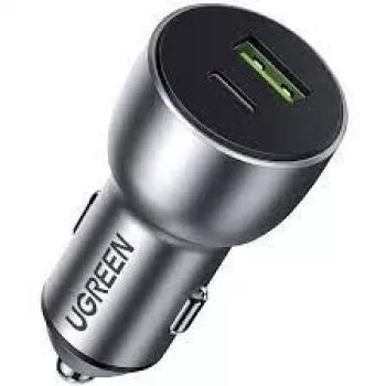 Ugreen 60980 Ladegerät für Mobilgeräte Universal Silber Zigarettenanzünder Schnellladung Auto