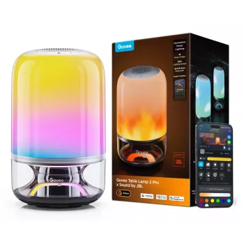 Tischlampe Govee H6020 Table Lamp 2 Pro Sound by JBL — RGBIC + Warmweiß, 600 lm, Wi‑Fi & Bluetooth, 5200 mAh
