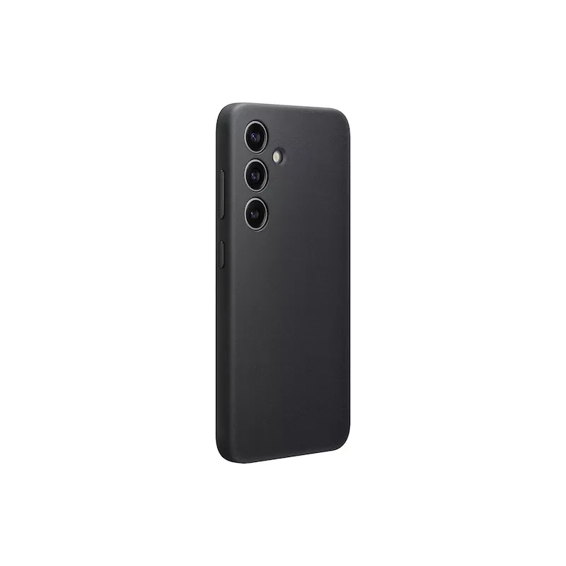 Handyhülle Samsung Vegan Leather Case für Galaxy S24, PU-Leder, Schwarz, für 6,2 Zoll Bildschirm