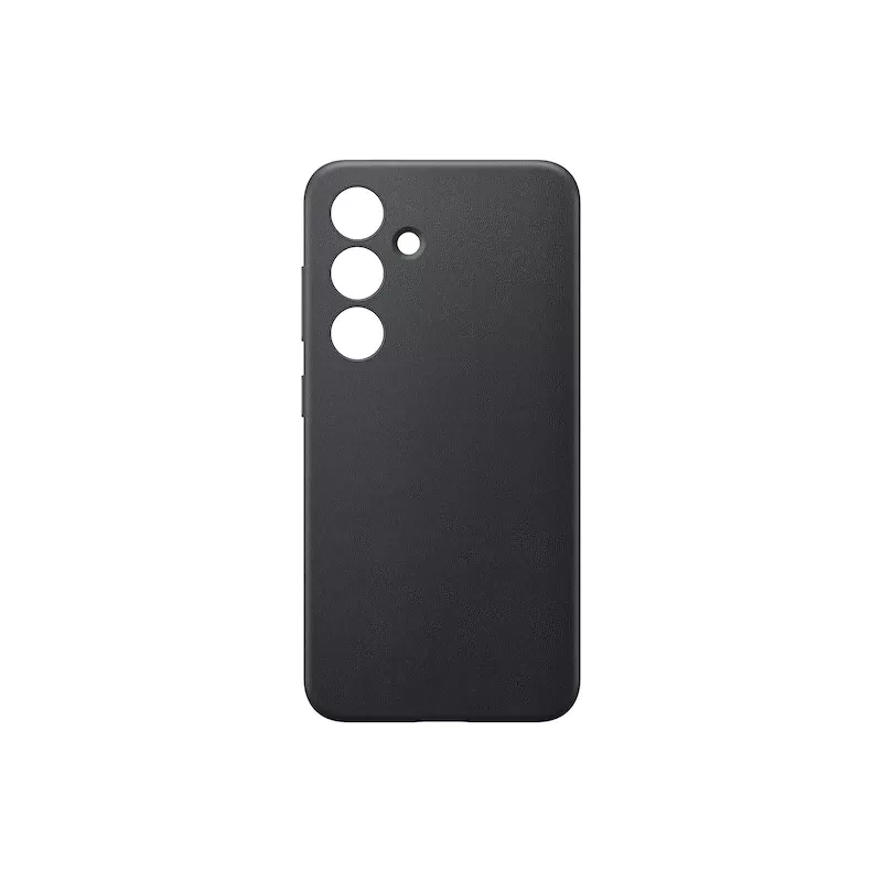 Handyhülle Samsung Vegan Leather Case für Galaxy S24, PU-Leder, Schwarz, für 6,2 Zoll Bildschirm