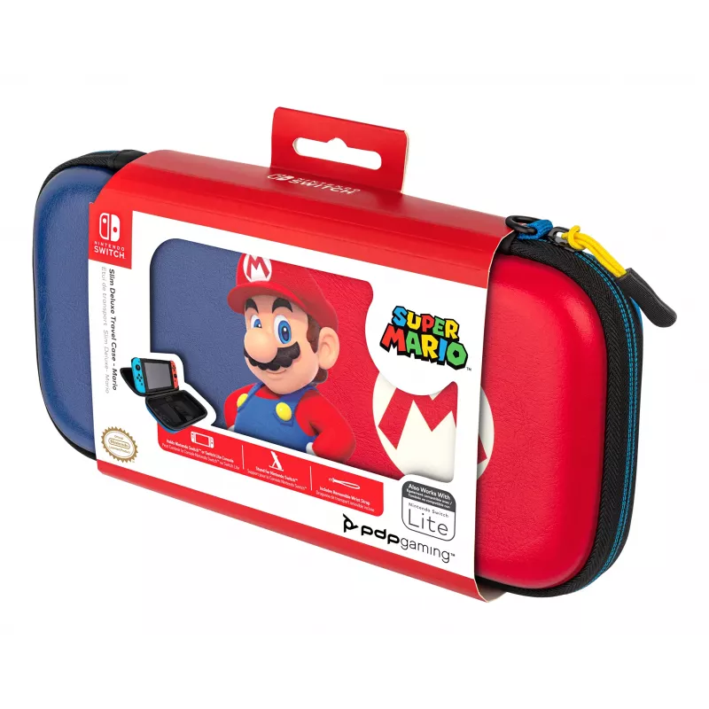 Hardshell-Tragetasche PDP schlank Deluxe Power Pose Mario für Nintendo – Blau/Rot
