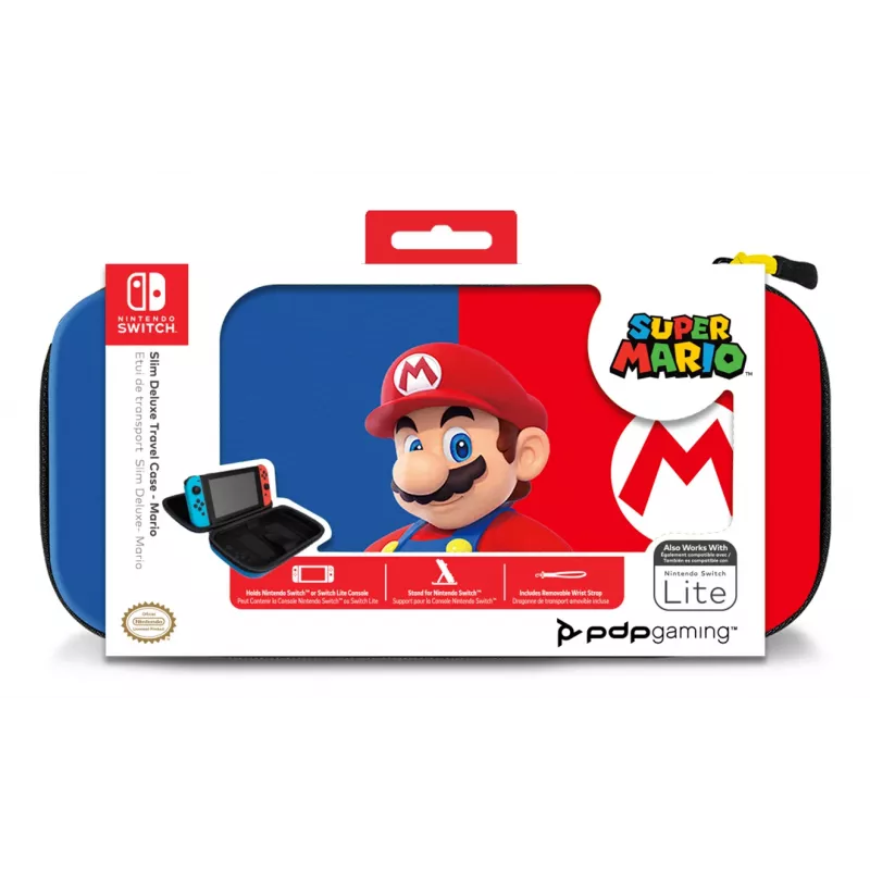 Hardshell-Tragetasche PDP schlank Deluxe Power Pose Mario für Nintendo – Blau/Rot