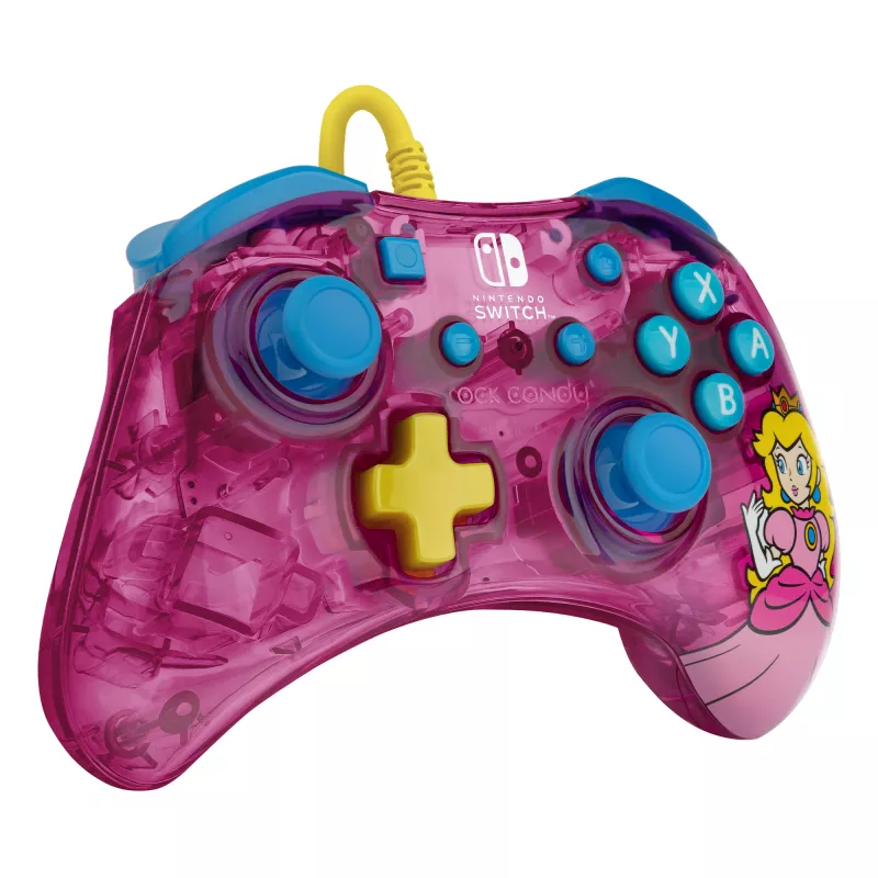 PDP Rock Candy: Bubblegum Peach Pink, durchscheinendes USB-Gamepad Analog / Digital Nintendo Switch, Nintendo Switch Lite, Nintendo Switch OLED
