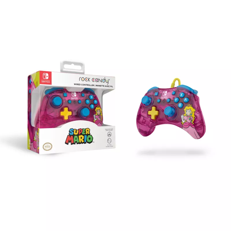 PDP Rock Candy: Bubblegum Peach Pink, durchscheinendes USB-Gamepad Analog / Digital Nintendo Switch, Nintendo Switch Lite, Nintendo Switch OLED