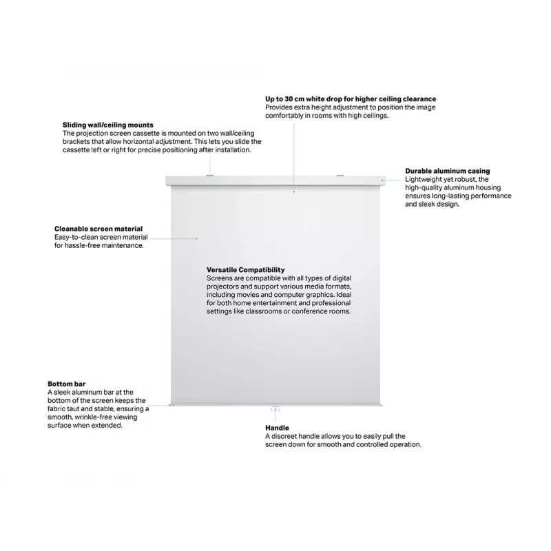 Multibrackets M 1:1 Manuelle Projektionsleinwand 200x200, 112 Zoll White Edition