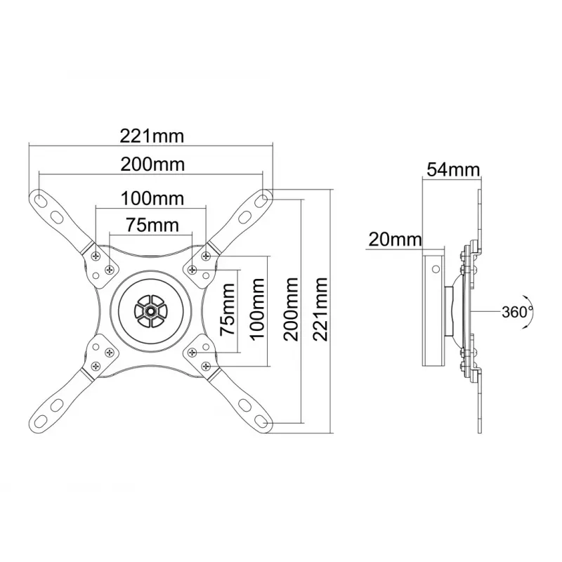 Multibrackets M VESA Wallmount 360 Schwarz
