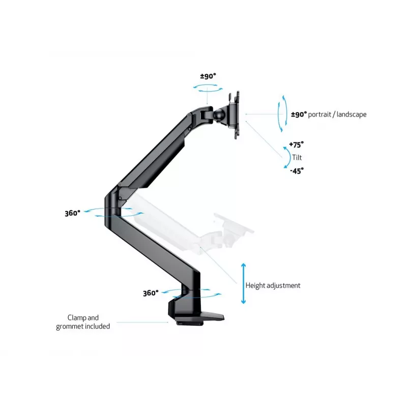Multibrackets M VESA Gasliftarm Einzeln Schwarz HD
