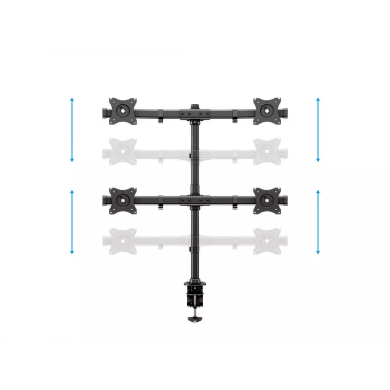 Multibrackets M Deskmount Basic Quad, Klemme/Durchführung, 32 kg, 38,1 cm (15 Zoll), 68,6 cm (27 Zoll), 100 x 100 mm, Schwarz
