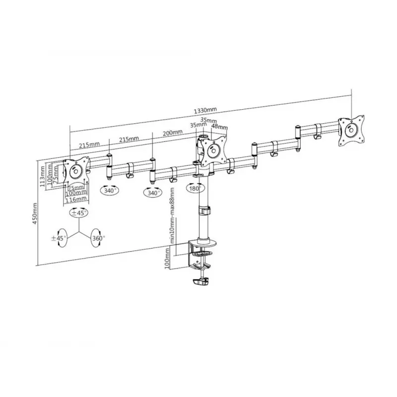 Desk Mount Multibrackets M Deskmount Basic Triple