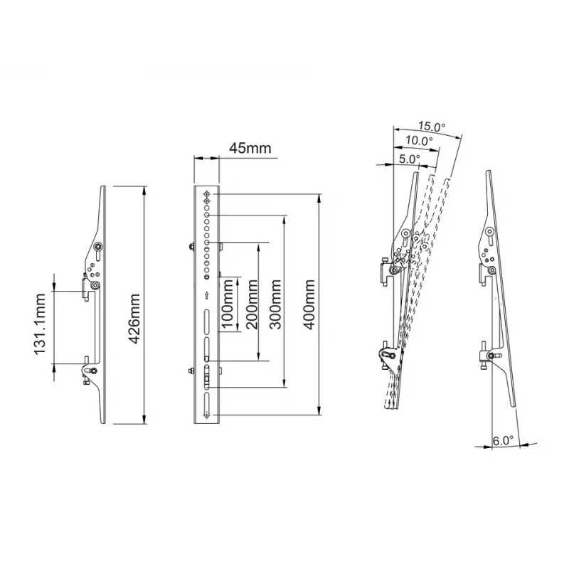Flachbildschirm-Montagearm MULTIBRACKETS M Pro Series Tilt Arms 400mm, schwarz, Aluminium/Stahl, 2 Stück