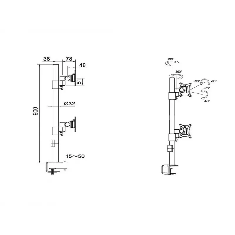 Multibrackets M VESA Deskmount Officeline Dual Vertical Weiß