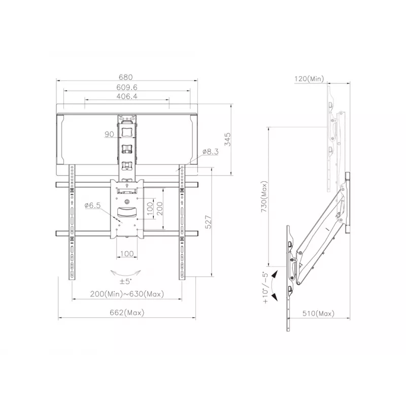 Halterung, Multibrackets, M Pull Down Full Motion Flexarm