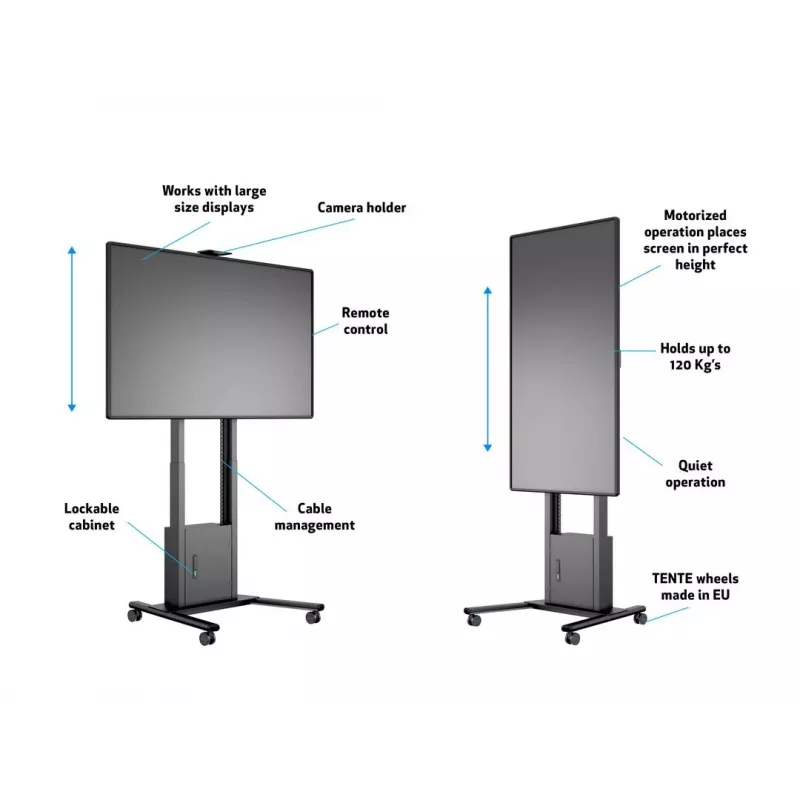 Multibrackets M Motorized Floorstand 120 kg Schwarz inkl. Schrank & Kameraregal