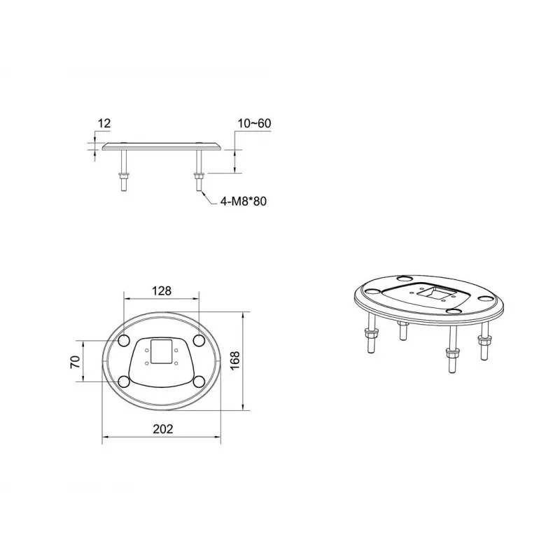 Durchführungsbasis MULTIBRACKETS M Deskmount HD — Aluminiumgehäuse, schwarz, Ø 21 cm, H 40 mm, 500 g