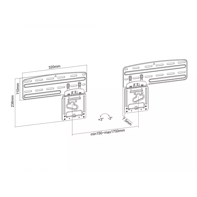 Multibrackets M QLED/UHD Wandhalterung Serie 43-85 Zoll schlank Fit Maximale Tragfähigkeit 60 kg