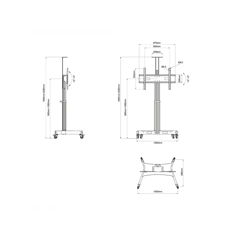Multibrackets M motorisierter Public Floorstand Einzelsäule 170 HD 60 kg Kapazität 32-75 Zoll