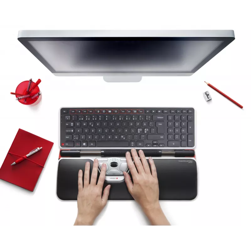 Contour Design RollerMouse Red Plus + Balance Kabelgebunden, Full-Size (100 %), Kabelgebunden, USB, QWERTY, Schwarz, Maus inklusive