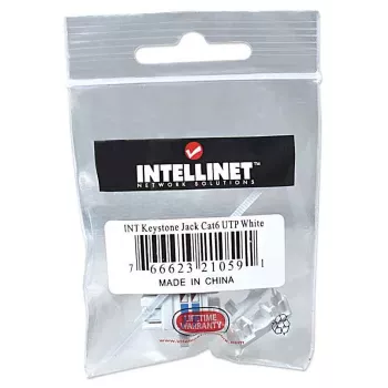 Intellinet Keystone Jack, Cat6, UTP, LSA, Weiß, Flach, Weiß, RJ-45, Buchse, 22/26, Cat6
