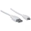 Manhattan USB-A auf Micro-USB-Kabel, 1,8 m, Stecker auf Stecker, 480 Mbit/s (USB 2.0), Hi-Speed USB, Weiß, lebenslange Garantie