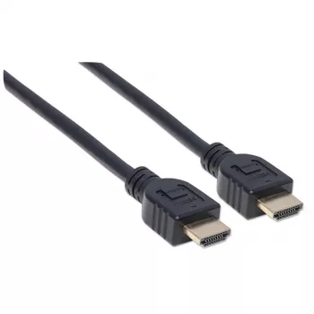Manhattan HDMI 4K@60Hz-Kabel mit Ethernet - CL3-zertifiziert, 5 m, geeignet für In-Wall-Installation, für alle 4K- und 1080p/HD-Anwendungen – jetzt aufrüsten oder bereit für zukünftige Anforderungen, Stecker auf Stecker, Schwarz, Ultra HD 4K x 2K, lebenslange Garantie, Premium High Speed