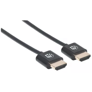 Manhattan HDMI-Kabel mit Ethernet (ultraflach), 4K@60Hz (Premium High Speed), 1,8 m, Stecker zu Stecker, Schwarz, Ultra HD 4K x 2K, vollständig geschirmt, vergoldete Kontakte, lebenslange Garantie