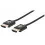 Manhattan HDMI-Kabel mit Ethernet (ultraflach), 4K@60Hz (Premium High Speed), 3 m, Stecker auf Stecker, Schwarz, Ultra HD 4K x 2K, vollständig geschirmt, vergoldete Kontakte, lebenslange Garantie