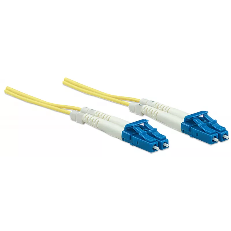 Intellinet Glasfaser-Patchkabel, OS2, LC/LC, 2 m, gelb, Duplex, Singlemode, 9/125 µm, LSZH, Glasfaser, lebenslange Garantie