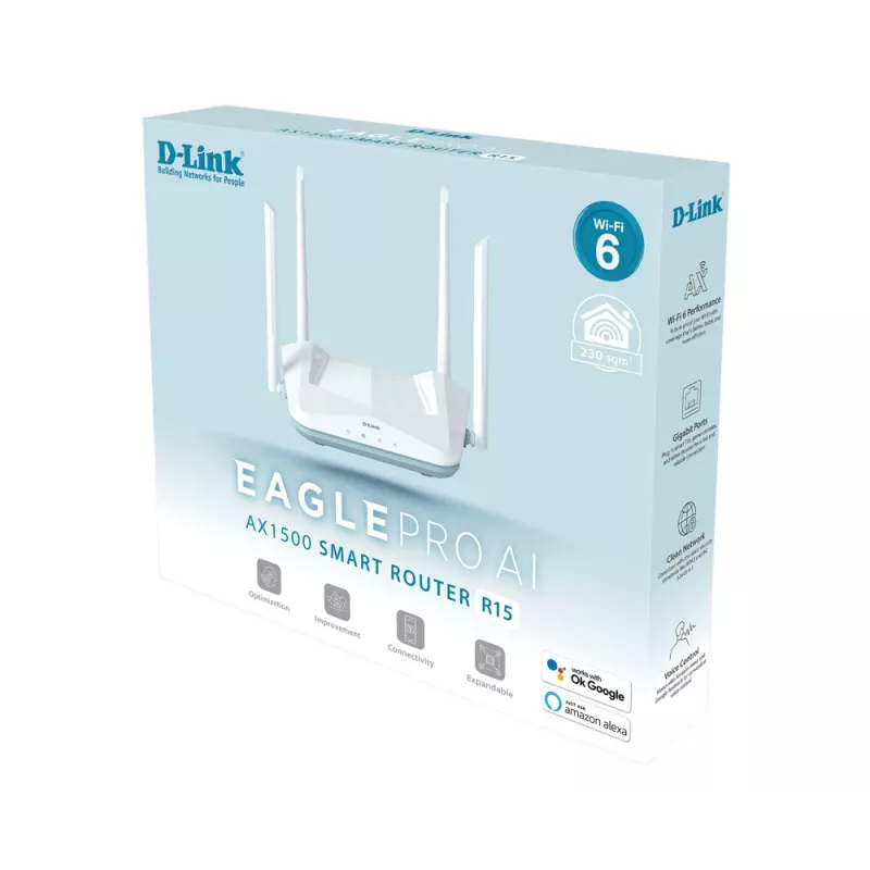 D-Link EAGLE PRO AI AX1500 Smart Router WLAN-Router Gigabit-Ethernet Dualband (2,4 GHz / 5 GHz) Weiß
