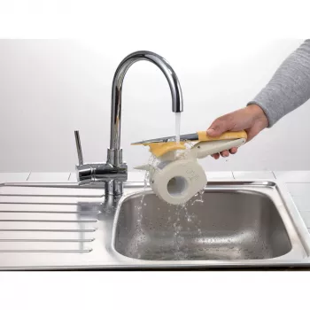 Ariete 457 Gratì Waterproof – Wasserdichte elektrische Reibe – Kabellos – Unter fließendem Wasser abwaschbar – 2 Edelstahlwalzen – Weiß und Gelb