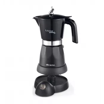 Ariete 1368 Moka Aroma, Elektrischer Mokkakocher, 4/6 Tassen, 480 W, Auto-Abschaltung, Hält Temperatur bei 30 Grad, Schwarz