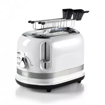 Ariete 149 Modern weißer Toaster mit Zange für 2 Scheiben Brot, Sandwich oder Toast – 6 Bräunungsstufen – Auftaufunktion – Modern Linie – Weiß
