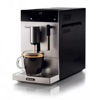 Ariete 1452 Diadema, Automatische Kaffeemaschine, 1350 W, 19 bar Druck, Für Kaffee, Americano und heißes Wasser, Cappuccino-Düse, LED-Anzeige, Verstellbarer Auslauf, Silber