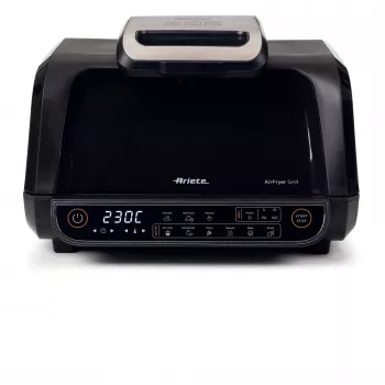 Ariete 4635 Air Fryer Grill, Heißluftfritteuse und Grill, Steakgrill, 1700 W, Kapazität 8 l, Frittieren und Grillen, 8 Garfunktionen, Timer, Schwarz