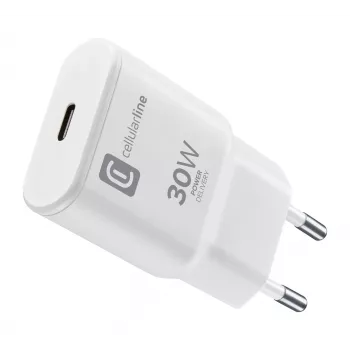 Cellularline GAN Wall Charger USB-C 30W PD USB-C 30W PD Wandladegerät mit GaN-Technologie