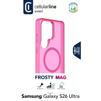Cellularline FROSTY MAG - Galaxy S26 Ultra Halbtransparente Hülle mit matter Oberfläche und farbigen Rändern, kompatibel mit dem Qi2-Ökosystem und magnetischem Zubehör für Samsung.