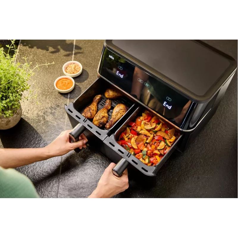 Braun TD 5030I BK Doppel 10 L Standgerät 2400 W Heißluftfritteuse Schwarz, Silber