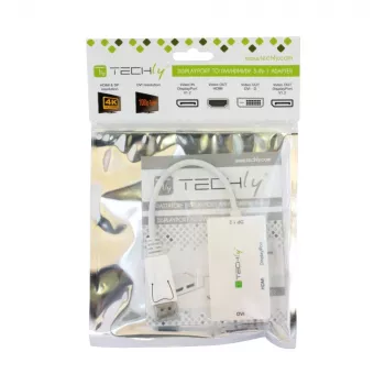 Techly IADAP DP-COMBOF3 Videokabel-Adapter DisplayPort DisplayPort + DVI + HDMI Weiß