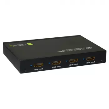 Techly HDMI 4x1 Multiviewer mit nahtlosem Umschalter, HDMI, Metall, Schwarz, 60 Hz, 1080p, 2,25 Gbit/s