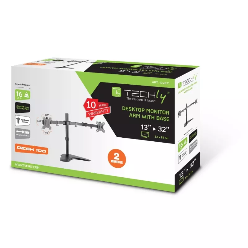 Techly ICA-LCD 2524 Monitorhalterung / -ständer 81,3 cm (32 Zoll) Tisch Schwarz