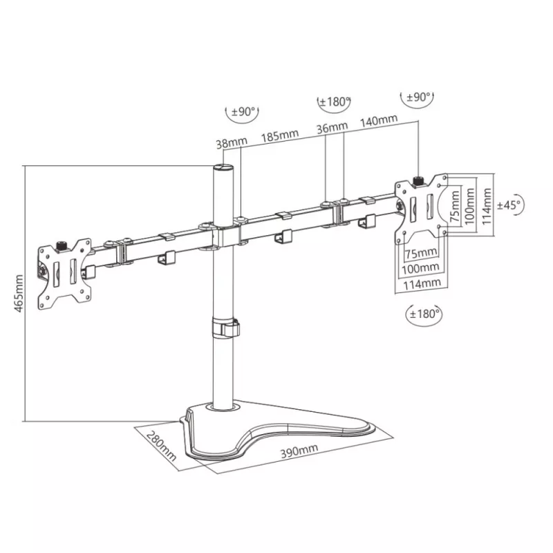 Techly ICA-LCD 2524 Monitorhalterung / -ständer 81,3 cm (32 Zoll) Tisch Schwarz