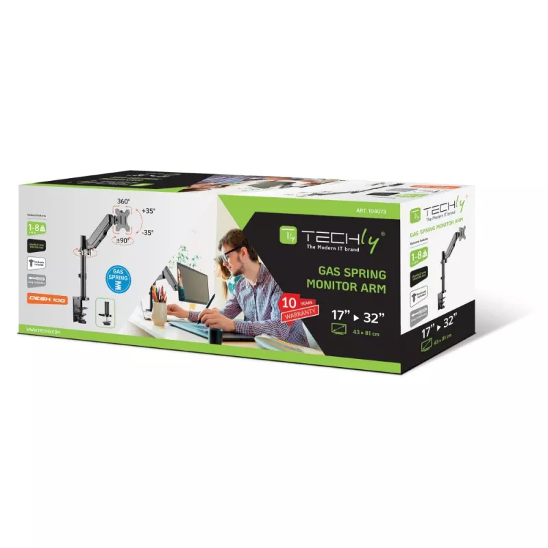 Techly ICA-LCD 515B Monitorhalterung / Ständer 81,3 cm (32 Zoll) Schreibtisch Schwarz
