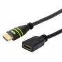 Techly HDMI High Speed mit Ethernet-Verlängerungskabel 4K 60 Hz Stecker/Buchse 5,0 m