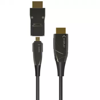 Techly HDMI A/A Micro HDMI AOC Glasfaserkabel 4K 50m, 50 m, HDMI Typ A (Standard), HDMI Typ D (Micro), 3D, 18 Gbit/s, Schwarz